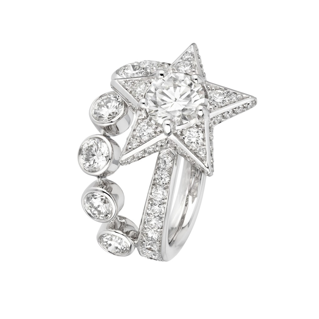 1932高級珠寶系列Pluie de Cometes 18K白金鑽石指環/$935,000。